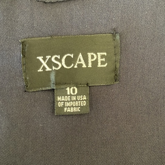 Xscape NWOT Women's Satin Fun Side Ruffle Navy Elegant Dress Size 10 - Picture 7 of 7